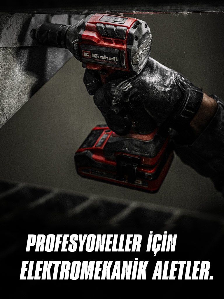 A hand holds a red cordless impact wrench being used on a metal beam, with the text "Power Tools for Pros".