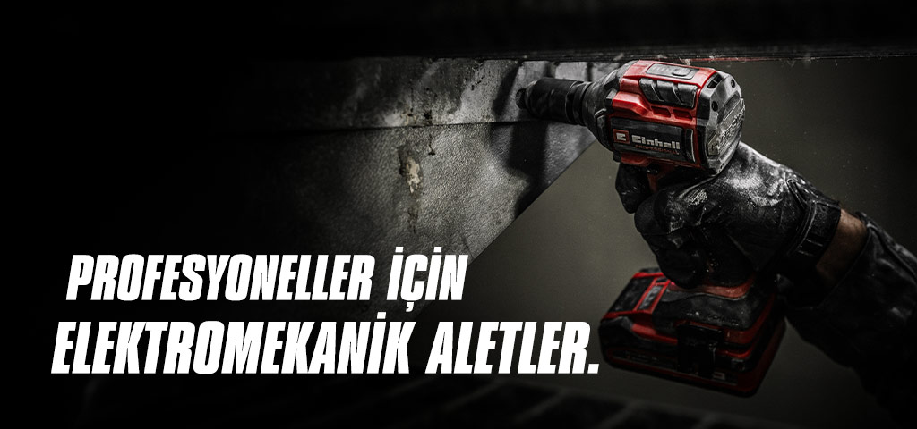 A hand holds a red cordless impact wrench being used on a metal beam, with the text "Power Tools for Pros".