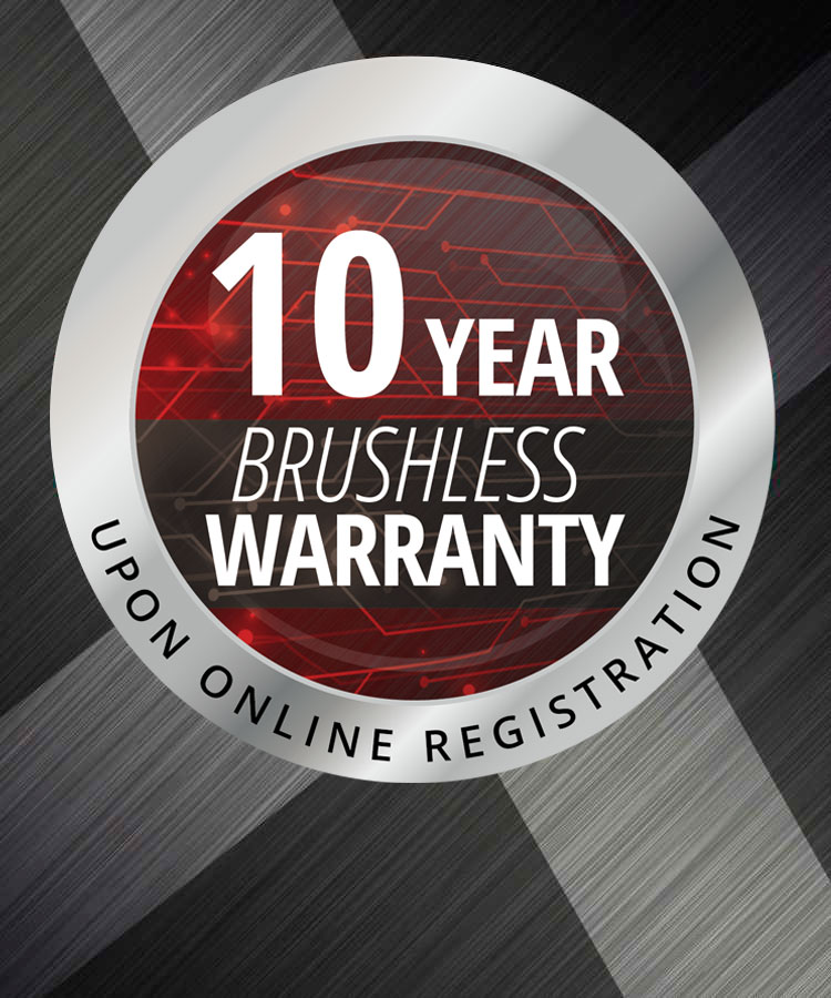 10 years brushless warranty